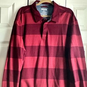 Duluth Burgundy stripe 3XL Polo long sleeve